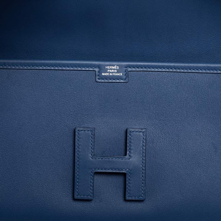 Pre Owned Hermès Bleu Agate Swift Leather Elan Jige 29 Clutch
