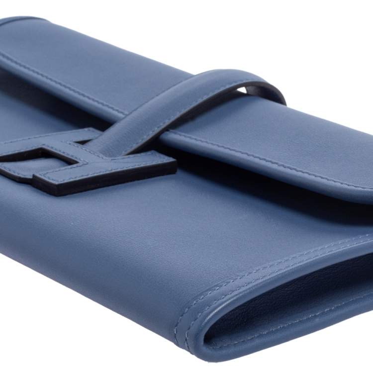 Pre Owned Hermès Bleu Agate Swift Leather Elan Jige 29 Clutch
