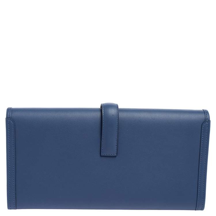 Pre Owned Hermès Bleu Agate Swift Leather Elan Jige 29 Clutch