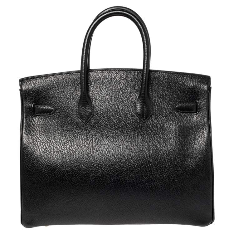 Pre Owned Hermes Black Taurillon Clemence Leather Gold Finished Birkin 35 Bag