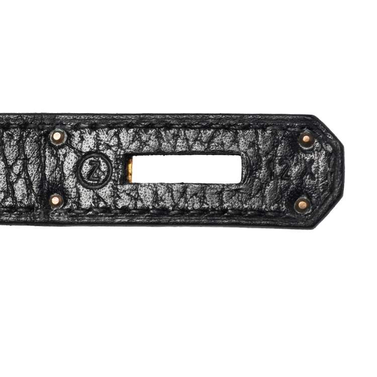 Pre Owned Hermes Black Taurillon Clemence Leather Gold Finished Birkin 35 Bag