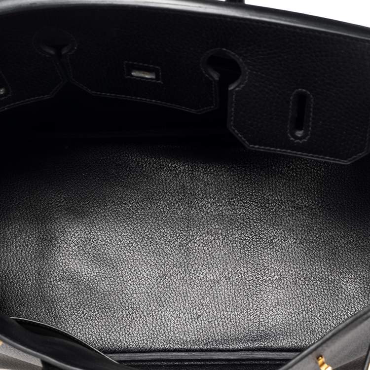 Pre Owned Hermes Black Taurillon Clemence Leather Gold Finished Birkin 35 Bag