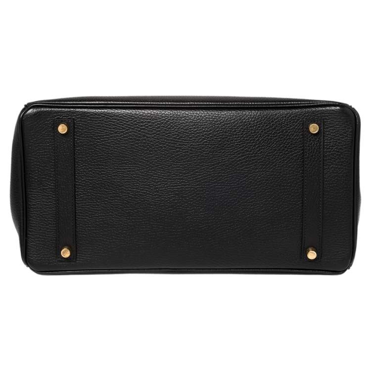 Pre Owned Hermes Black Taurillon Clemence Leather Gold Finished Birkin 35 Bag