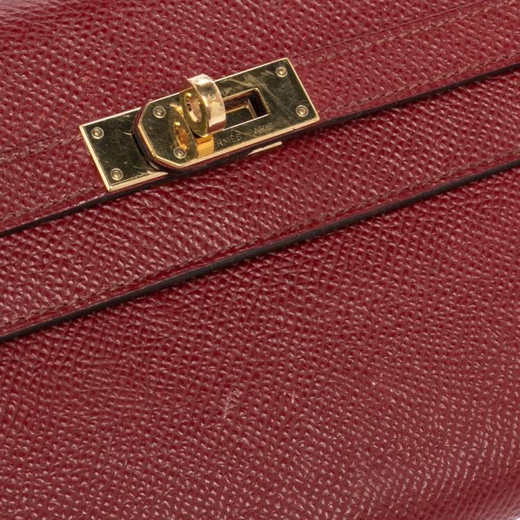 Pre Owned Hermes Ruby Epsom Leather Kelly Classic Wallet