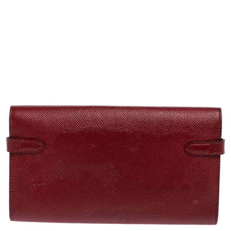Pre Owned Hermes Ruby Epsom Leather Kelly Classic Wallet