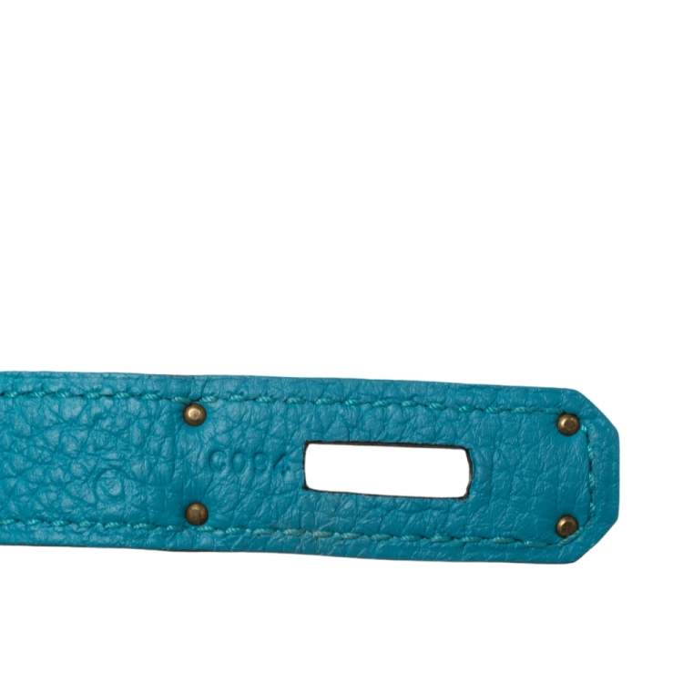 Pre Owned Hermes Turquoise Togo Leather Gold Hardware Birkin 35 Bag