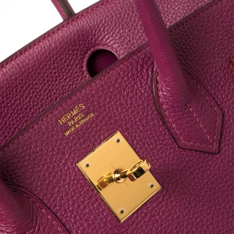 Pre Owned Hermes Tosca Togo Leather Gold Hardware Birkin 30 Bag