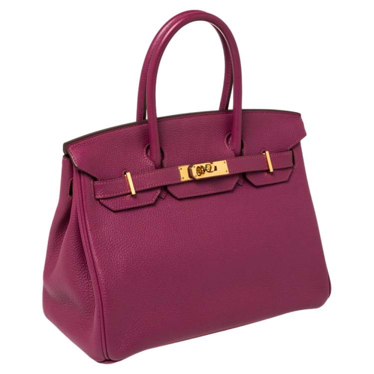 Pre Owned Hermes Tosca Togo Leather Gold Hardware Birkin 30 Bag