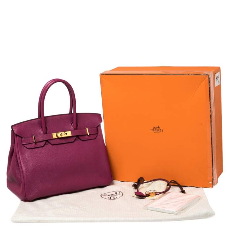 Pre Owned Hermes Tosca Togo Leather Gold Hardware Birkin 30 Bag