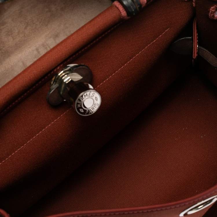 Pre Owned Hermes Rouge H/Ebene Canvas and Leather Herbag Zip 31 Bag