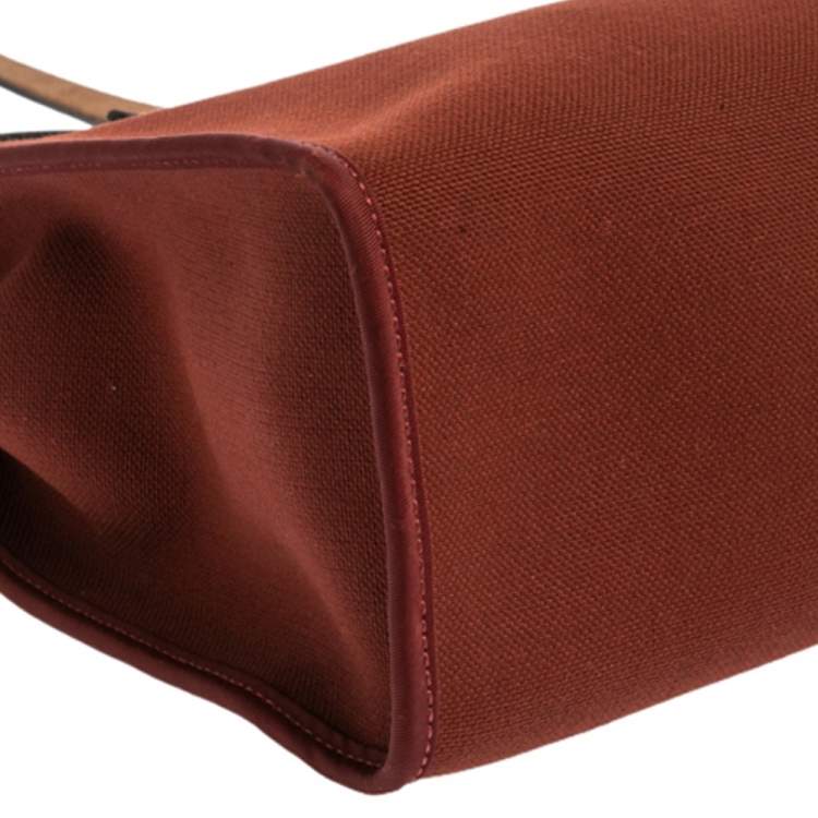 Pre Owned Hermes Rouge H/Ebene Canvas and Leather Herbag Zip 31 Bag