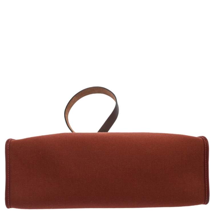Pre Owned Hermes Rouge H/Ebene Canvas and Leather Herbag Zip 31 Bag