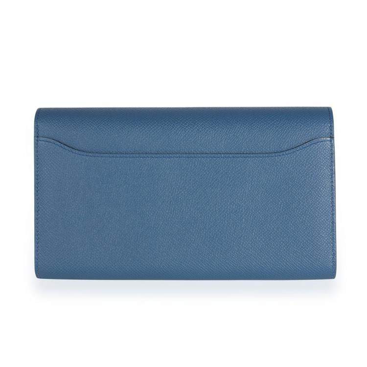 Pre Owned Hermes Blue Brighton Epsom Leather Constance Long Wallet 