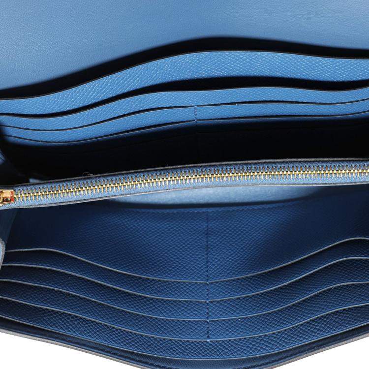Hermes Blue Brighton Epsom Leather Constance Long Wallet Hermes