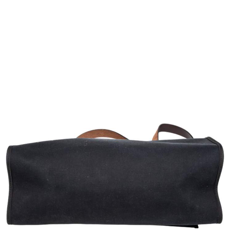 Pre Owned Hermes Black/Cacao Canvas and Leather Herbag Zip 39 Bag