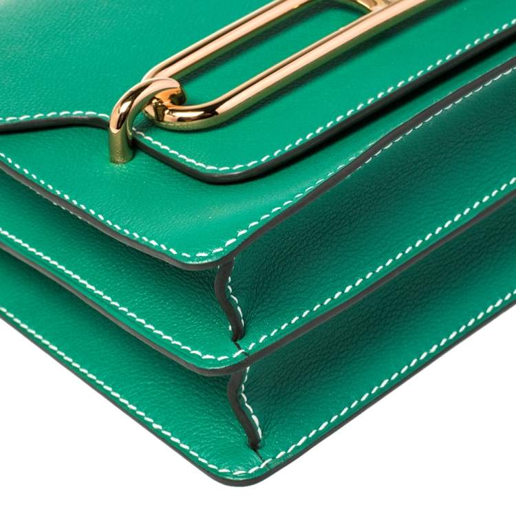 Pre Owned Hermes Vert Vertigo Evercolor Leather Gold Hardware Roulis 24 Bag
