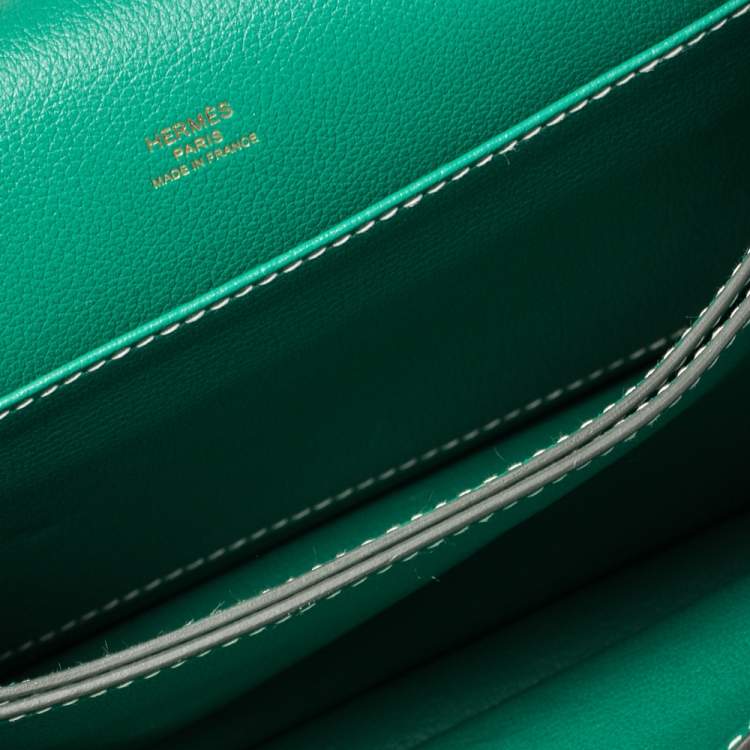 Pre Owned Hermes Vert Vertigo Evercolor Leather Gold Hardware Roulis 24 Bag