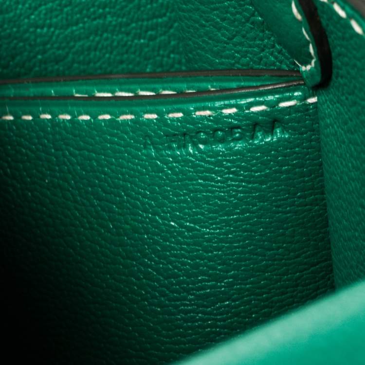 Pre Owned Hermes Vert Vertigo Evercolor Leather Gold Hardware Roulis 24 Bag