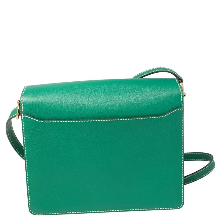 Pre Owned Hermes Vert Vertigo Evercolor Leather Gold Hardware Roulis 24 Bag