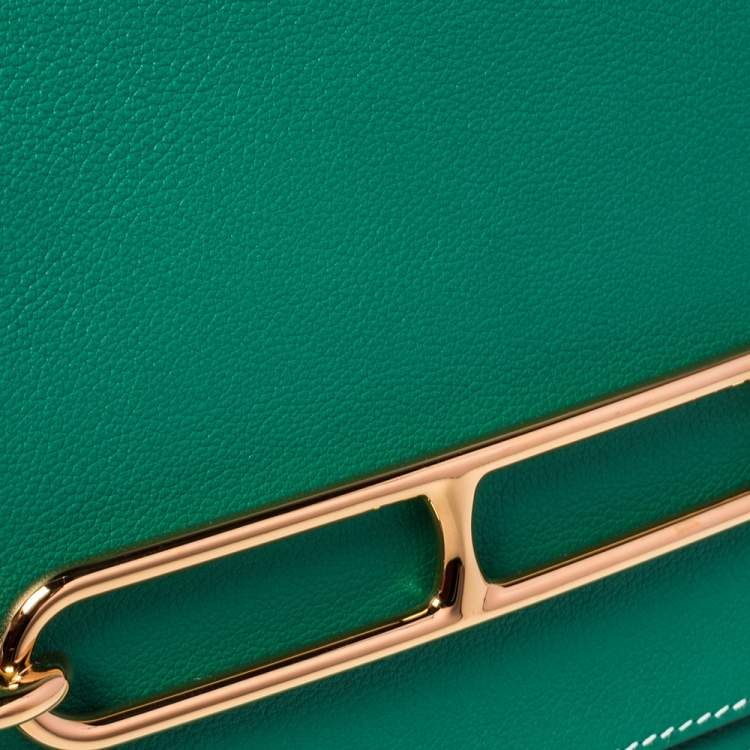 Pre Owned Hermes Vert Vertigo Evercolor Leather Gold Hardware Roulis 24 Bag
