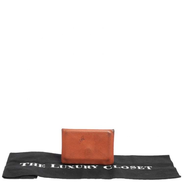Pre Owned Hermès  Orange Epsom Leather Calvi Card Holder