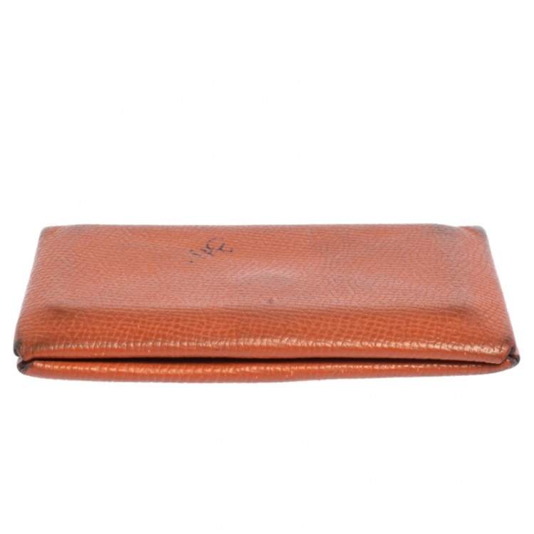 Pre Owned Hermès  Orange Epsom Leather Calvi Card Holder