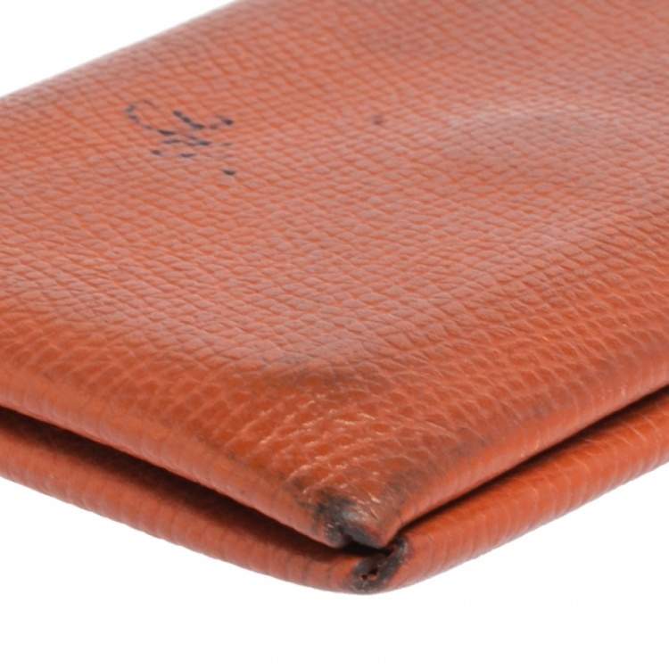 Pre Owned Hermès  Orange Epsom Leather Calvi Card Holder