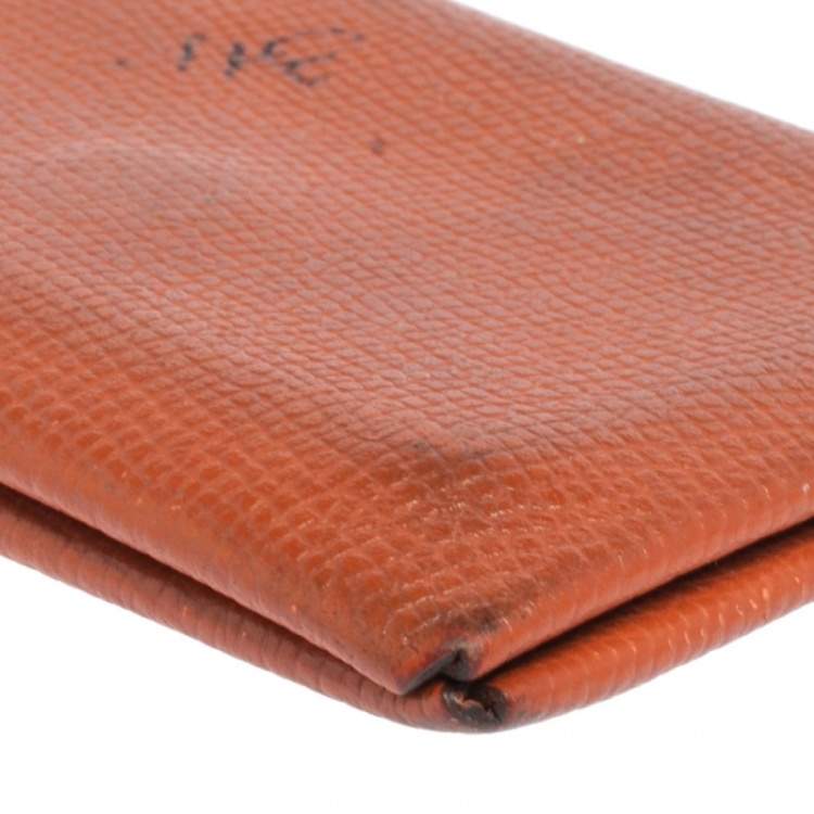 Pre Owned Hermès  Orange Epsom Leather Calvi Card Holder