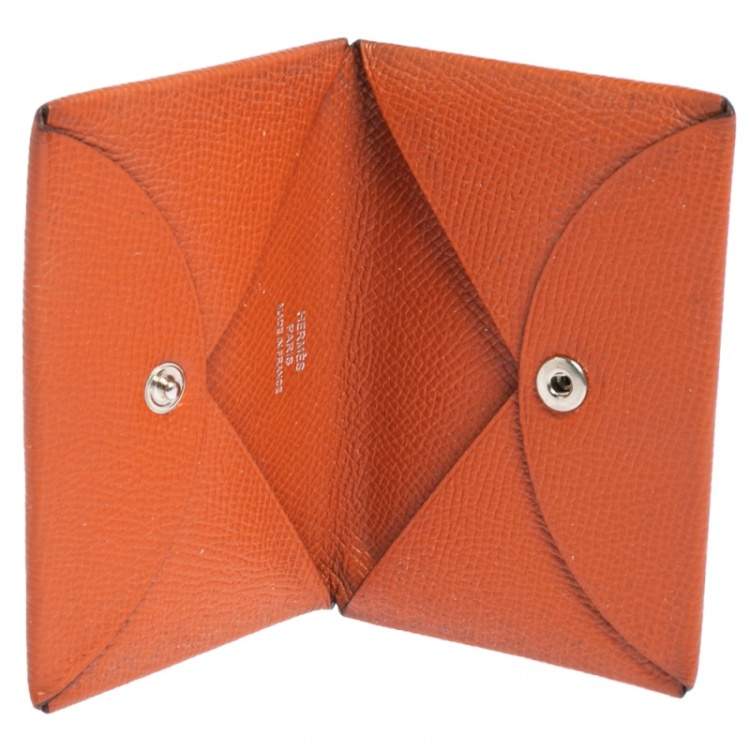 Hermès Orange Epsom Leather Calvi Card Holder Hermes | TLC