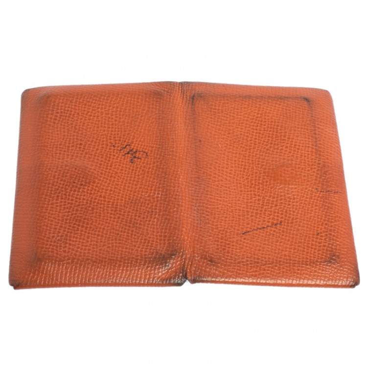 Pre Owned Hermès  Orange Epsom Leather Calvi Card Holder