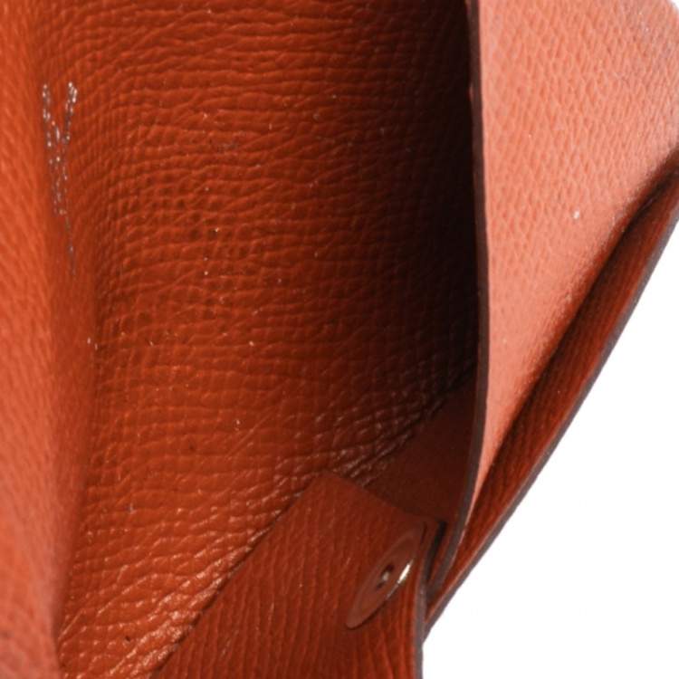 Pre Owned Hermès  Orange Epsom Leather Calvi Card Holder