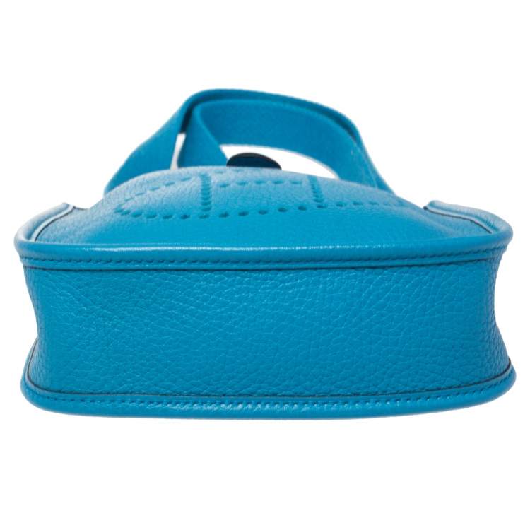 Pre Owned Hermes Bleu Zanzibar Togo Leather Evelyne TPM Bag