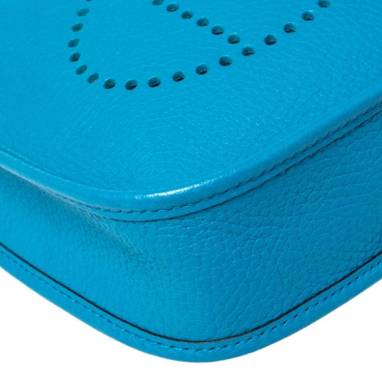 Pre Owned Hermes Bleu Zanzibar Togo Leather Evelyne TPM Bag