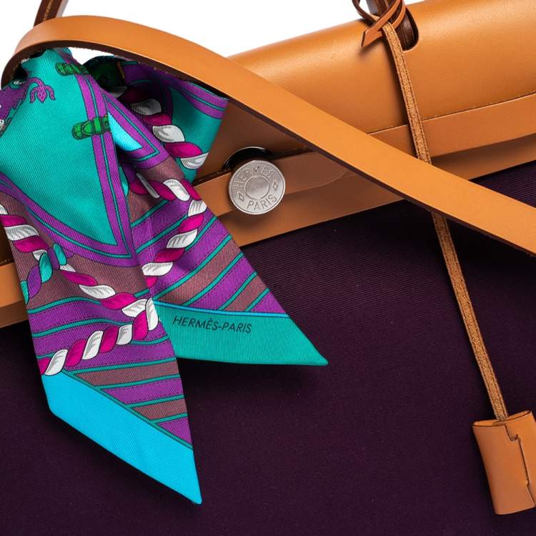 Pre Owned Hermes Fauve/Cassis/Anemone Canvas and Leather Herbag Zip 31 Bag