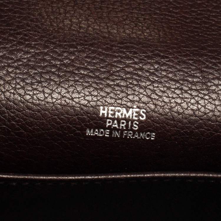 Pre Owned Hermès Havane Evergrain Leather Palladium Plated Kelly Pochette