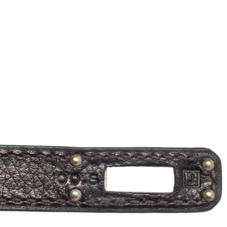 Pre Owned Hermès Havane Evergrain Leather Palladium Plated Kelly Pochette