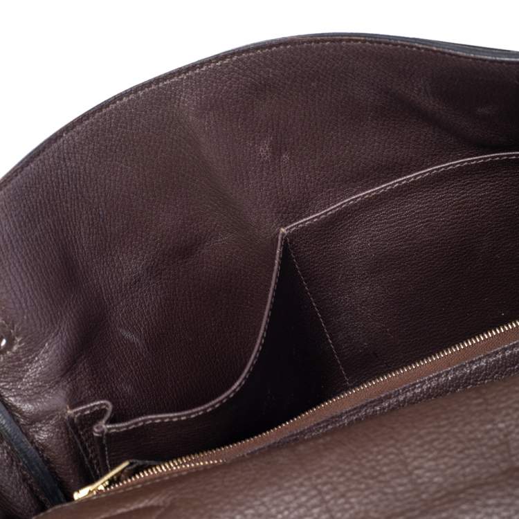 Pre Owned Hermes Chocolat Taurillon Clemence Leather Gold Hardware Kelly Retourne 32 Bag