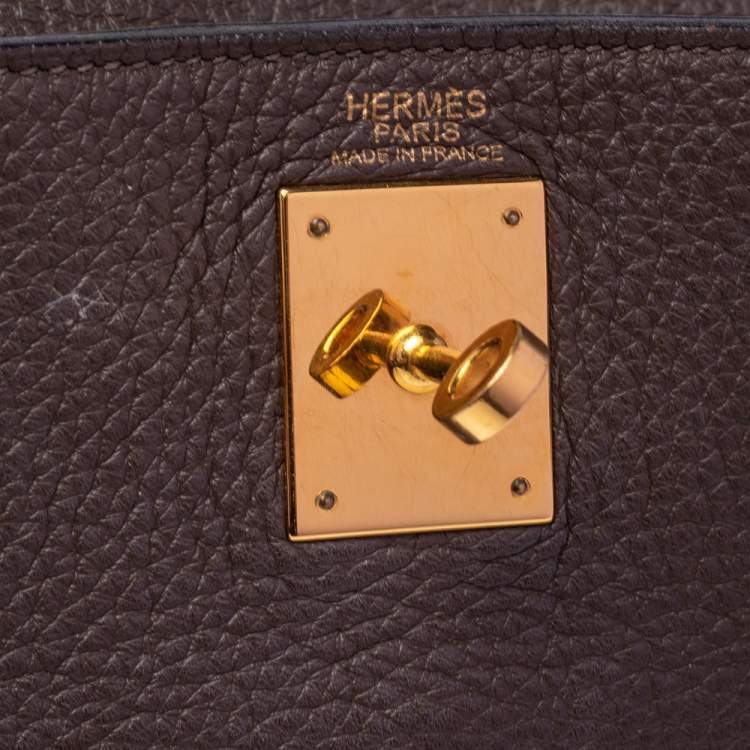 Pre Owned Hermes Chocolat Taurillon Clemence Leather Gold Hardware Kelly Retourne 32 Bag