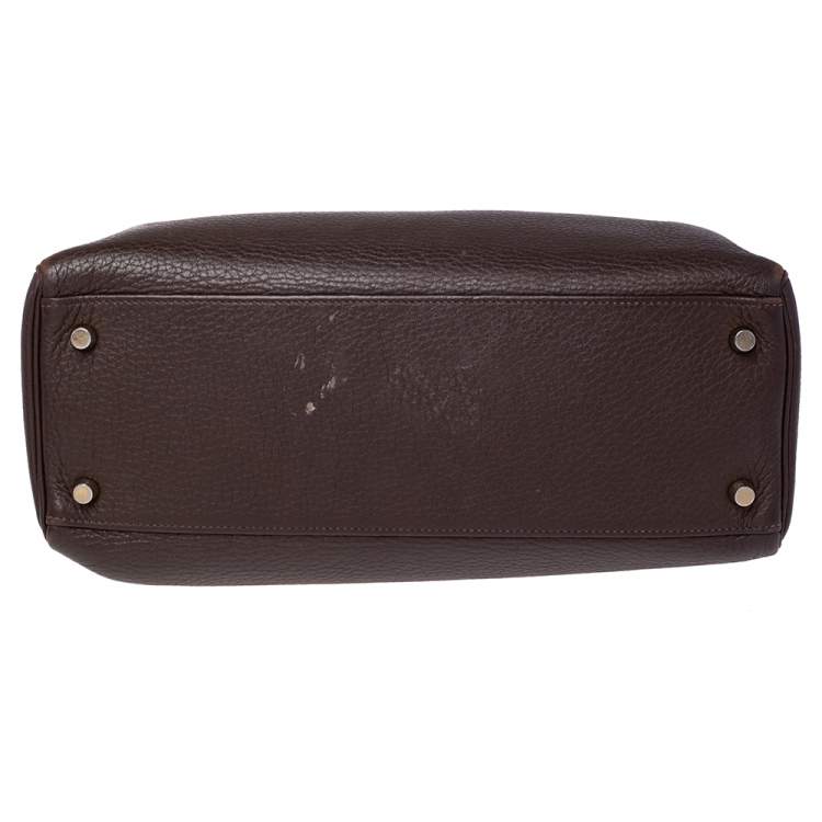 Pre Owned Hermes Chocolat Taurillon Clemence Leather Gold Hardware Kelly Retourne 32 Bag