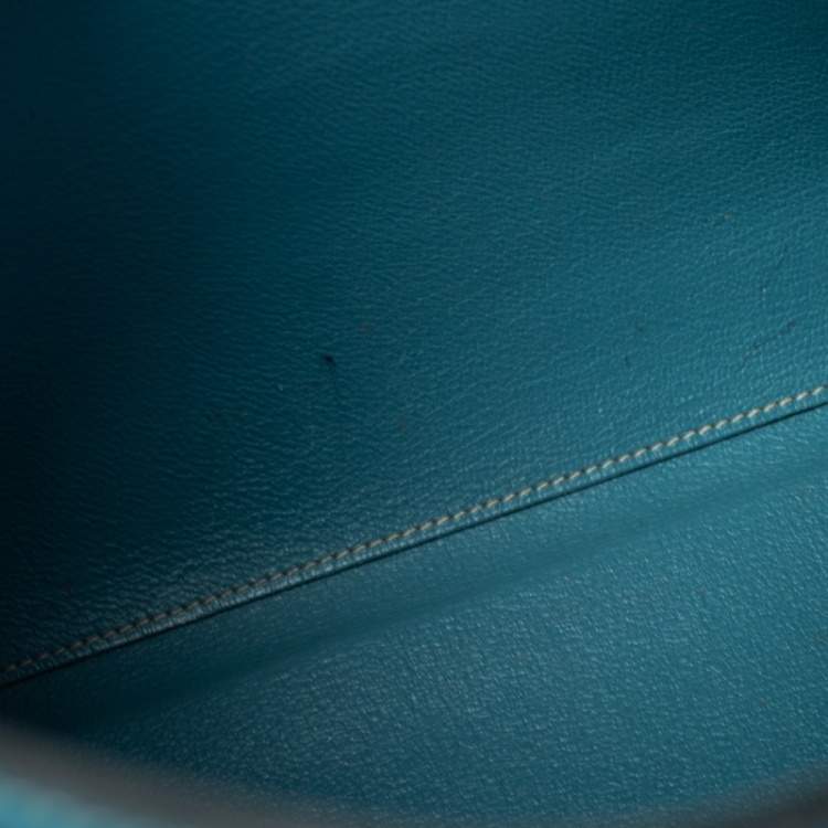 Pre Owned Hermes Bleu Jean Taurillon Clemence Leather Palladium Hardware Kelly Retourne 35 Bag