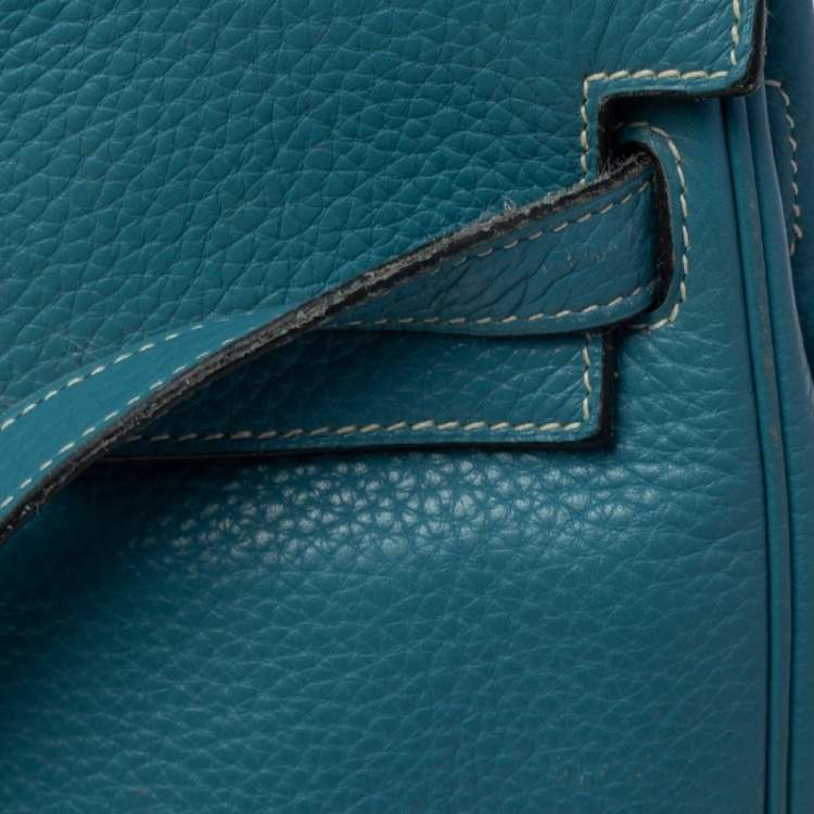 Pre Owned Hermes Bleu Jean Taurillon Clemence Leather Palladium Hardware Kelly Retourne 35 Bag