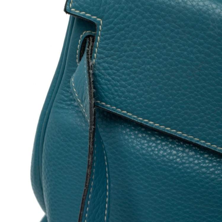 Pre Owned Hermes Bleu Jean Taurillon Clemence Leather Palladium Hardware Kelly Retourne 35 Bag