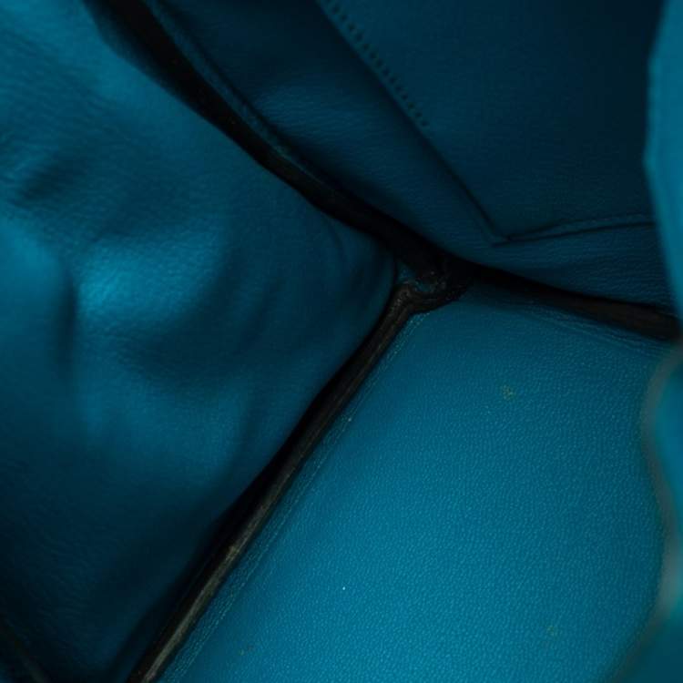 Pre Owned Hermes Blue Izmir Epsom Leather Gold Hardware Birkin 30 Bag