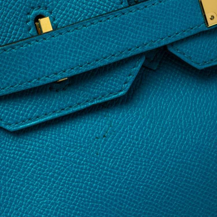 Pre Owned Hermes Blue Izmir Epsom Leather Gold Hardware Birkin 30 Bag