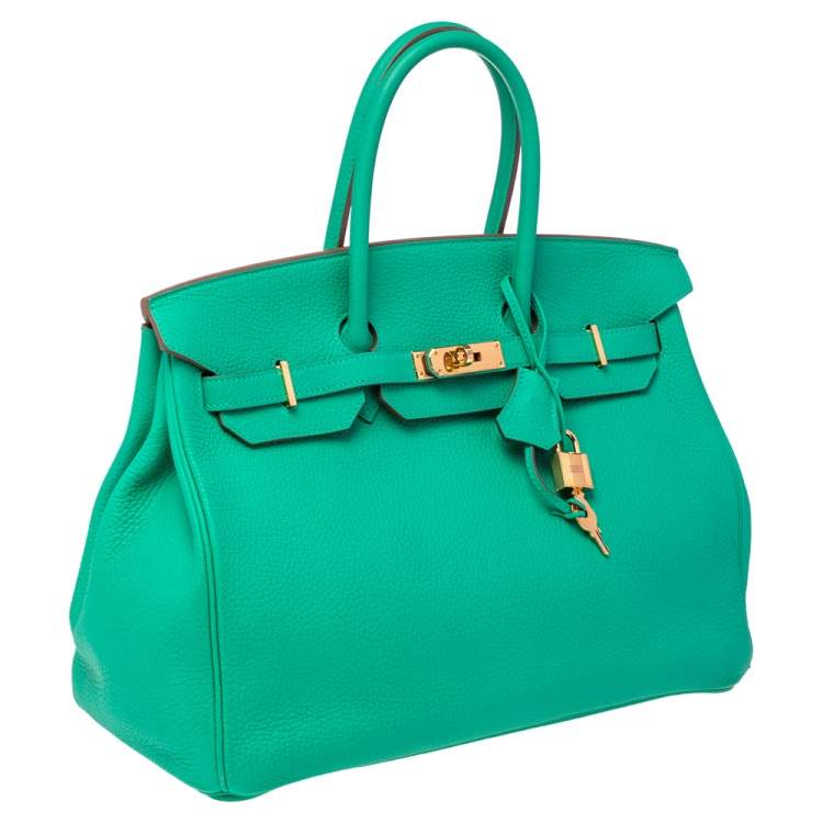 Pre Owned Hermes Bambou Taurillon Clemence Leather Gold Hardware Birkin 35 Bag