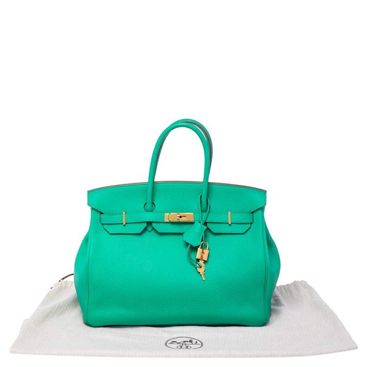 Pre Owned Hermes Bambou Taurillon Clemence Leather Gold Hardware Birkin 35 Bag