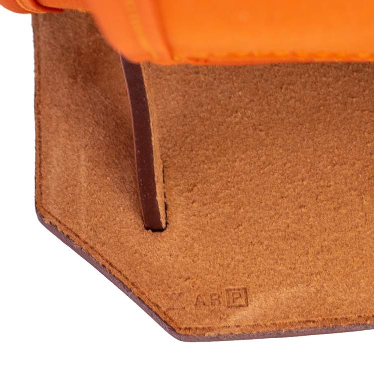Pre Owned Hermes Orange/Natural Canvas and Leather Herbag Zip 31 Bag