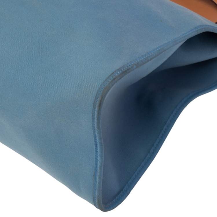 Pre Owned Hermes Bleu Lin/Natural Canvas and Leather Herbag Zip 39 Bag