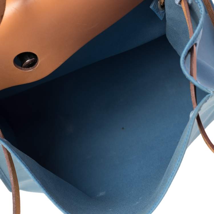 Pre Owned Hermes Bleu Lin/Natural Canvas and Leather Herbag Zip 39 Bag