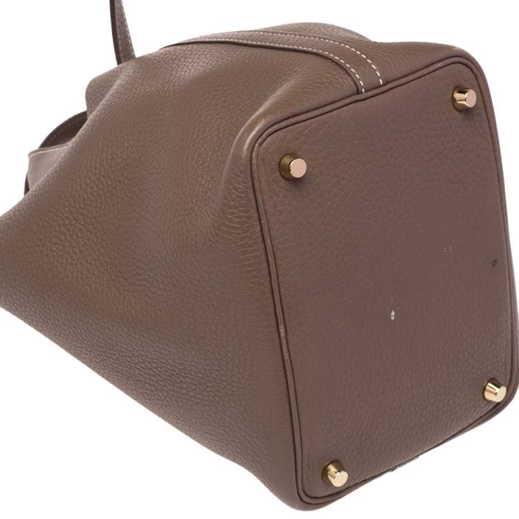 Pre Owned Hermes Etoupe Clemence Leather Picotin Lock 18 Bag